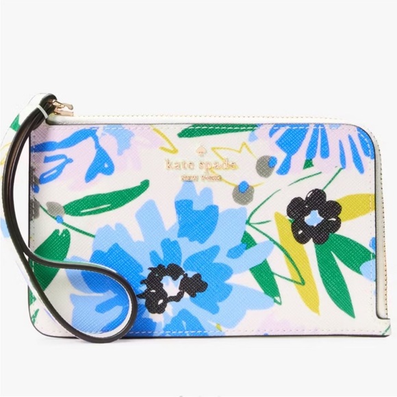 Kate Spade Floral Wristlet - Blue, Green, and Black - Picture 1 of 3